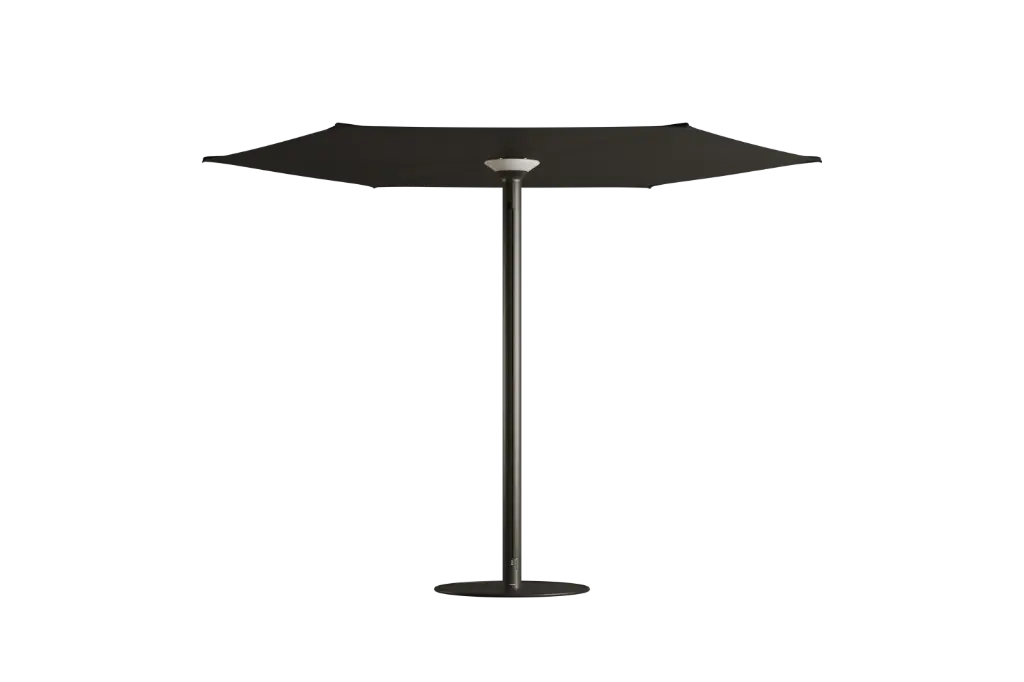 Anamon Parasol avec base Anthracite & couronne LED & toile Noir