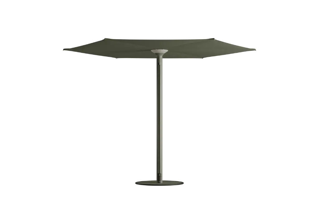 Anamon Parasol avec base Sage & couronne LED & toile Sage