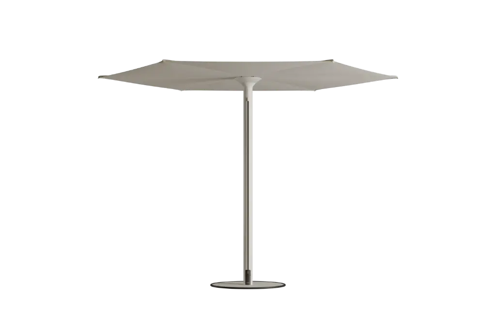 Anamon Parasol avec base Blanc & couronne LED & toile Blanc